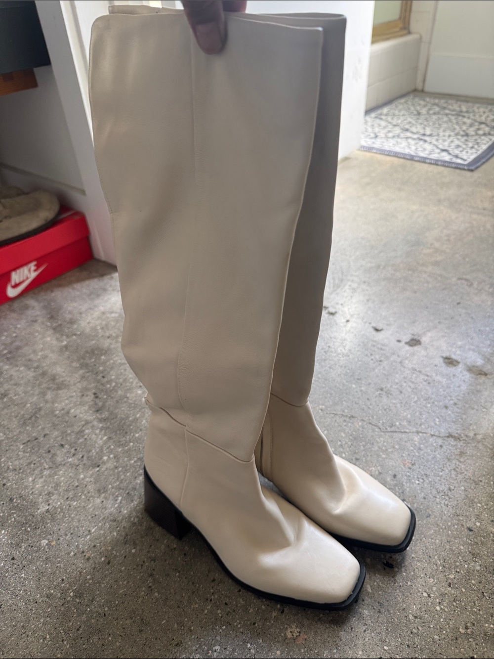 Sam Edelman Cream Over-the-Knee Block Heel Boots